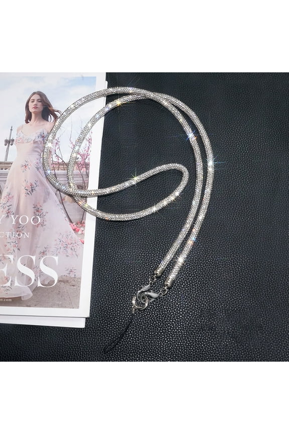 Fashion Colorful Rhinestone Lanyard Bling Glitter Diamond,Crystal Retractable Badge Reel,Rhinestone Neck Lanyard Card Holder with Metal Clasp and Key Ring for Women,Silver