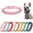 thumbnail image 1 of Fashion Colorful Stud Dog Collar PU Leather Stud Rhinestone Soft Adjustable Fit Medium Large Pets/Pink, 1 of 6