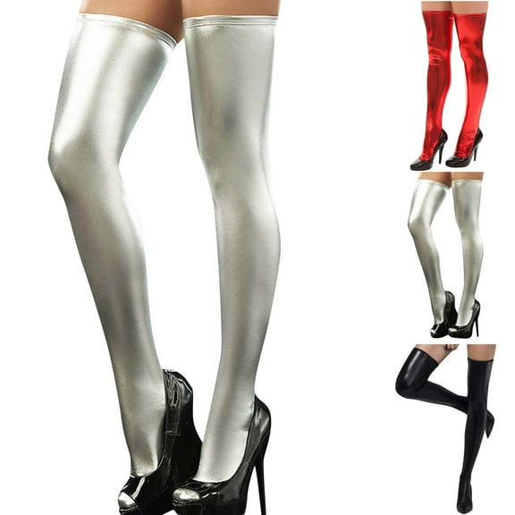 Fashion Compression Socks for Women Sexy Solid Patent Leather Thigh Versatile And Domineering Socks