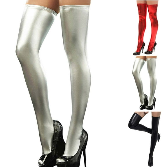 Fashion Compression Socks for Women Sexy Solid Patent Leather Thigh Versatile And Domineering Socks