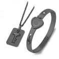 thumbnail image 1 of Fashion Concentric Lock Key Titanium Steel Stainless Steel Jewelry Bracelet Necklace Couple Sets, 1 of 6