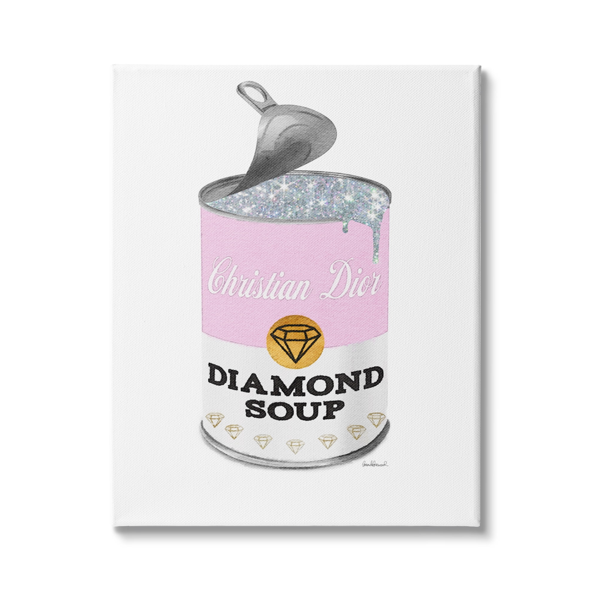 Fashion Condensed Soup Can Pink Pop Shimmer Pattern 36 in x 48 in Painting Canvas Art Print, by Stupell Home Décor