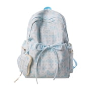 Fashion Corduroy Bow Backpack, Large Capacity Y2K Aesthetic School Bag for Students, Lightweight Polyester Daypack with Smart Compartments for Campus Commute Travel