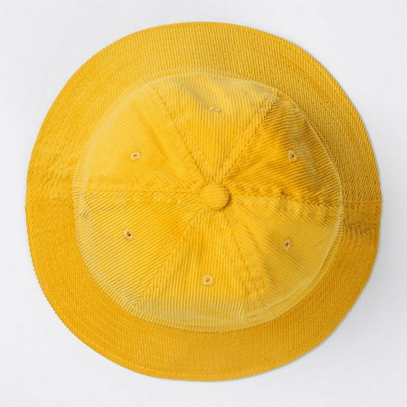 Fashion Corduroy Fisherman Dome Hat Leisure Solid Color Male and Female Students Sun Hat Bucket Hat(Yellow)