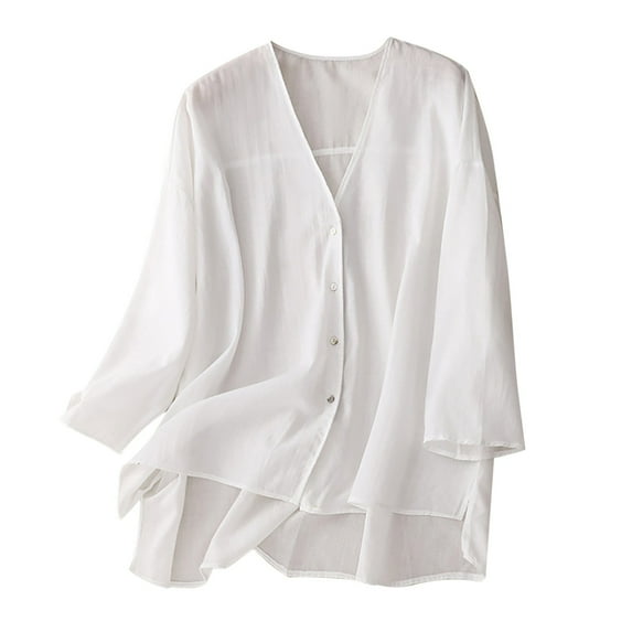 Fashion Cotton and Linen Long Sleeve Shirts for Womens Plus Size Ladies Spring Leisure Loose Solid Color Shirt Thin Gifts for Women