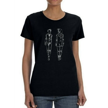 Fashion Couple Outline T-Shirt Women -Smartprints Designs, Female 3X-Large