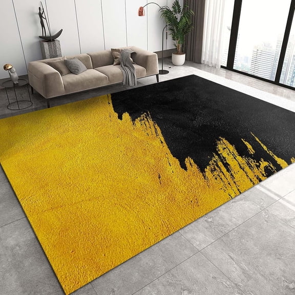 Fashion Creative Area Rugs, Gold Splash Ink Art Apartment Carpet, Non-Slip Breathable Durable Easy to Clean Rug for Living Room Bedroom Dining Room Home Decor Mats 2ft x 3ft
