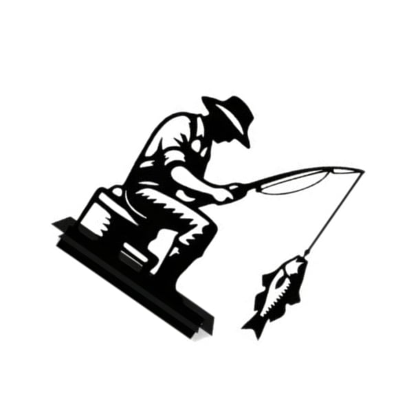 Fashion Creative Custom Wild Fishing Metal Statues Iron Art With Base