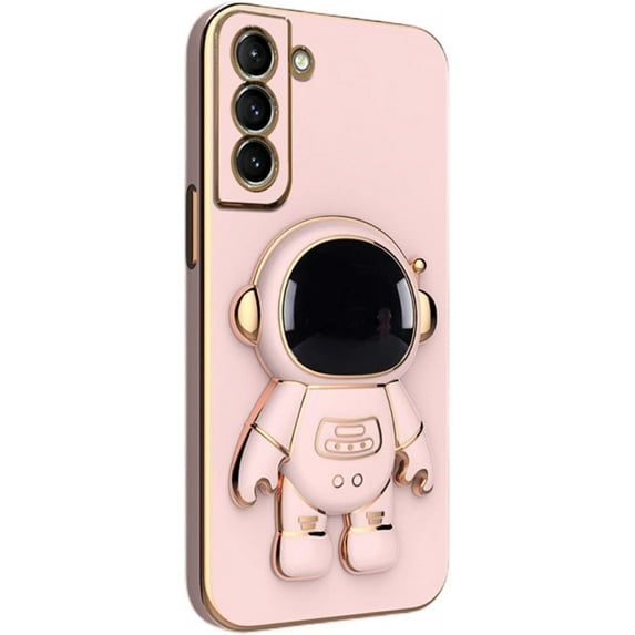 Fashion Creative Cute Astronaut Bracket TPU Phone case for Samsung Galaxy A12 A13 A22 A23 A32 4G 5G Bumper Popular Spaceman Stand Shockproof Protective Back Cover(Pink,A22 5G)