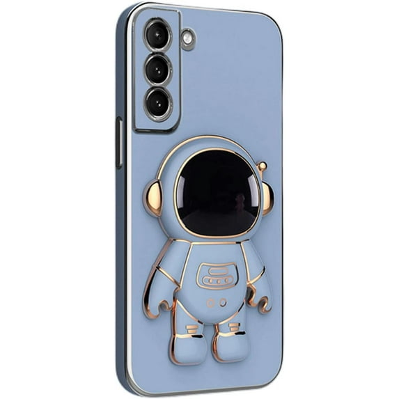 Fashion Creative Cute Astronaut Bracket TPU Phone case for Samsung Galaxy S22 S21 S20 S10 Ultra Plus FE 4G Bumper Popular Spaceman Stand Shockproof Protective Back Cover(Blue,S20 Ultra)