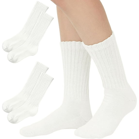 Fashion Crew Socks for Women Casual Scrunch Retro Crew Socks Solid Color Stacked Tube Socks 1-3 Pairs