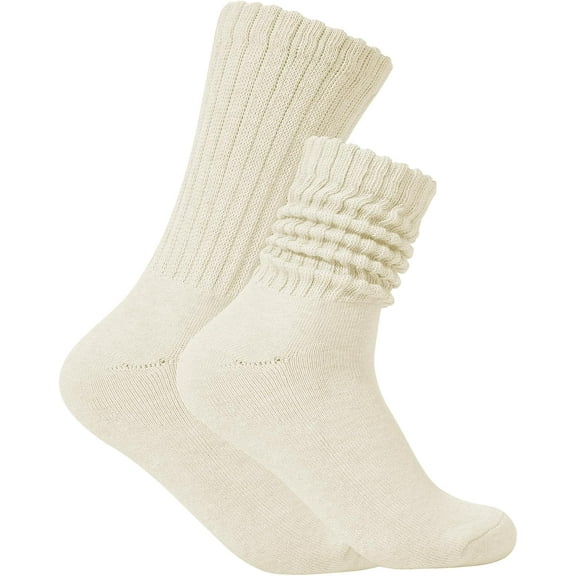 Fashion Crew Socks for Women Casual Scrunch Retro Crew Socks Solid Color Stacked Tube Socks 1-3 Pairs