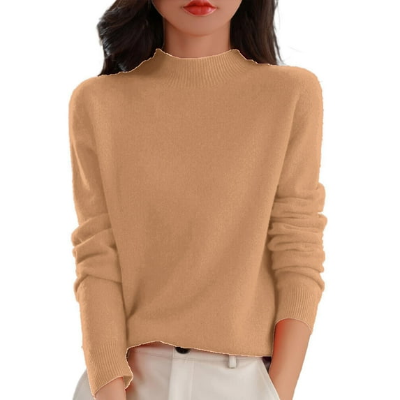 Fashion Crewneck Long Sleeve Knit Sweater For Women Soft Stretchy Thermal Winter Pullover Top