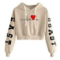 thumbnail image 1 of Fashion Crop Hoodies for Teen Girls, Women Letter Printed Heart Holiday Sweatshirt Long Sleeve Valentines Day Gift (X-Large, Khaki), 1 of 3