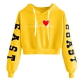 thumbnail image 1 of Fashion Crop Hoodies for Teen Girls, Women Letter Printed Heart Holiday Sweatshirt Long Sleeve Valentines Day Gift (X-Small, Yellow), 1 of 3