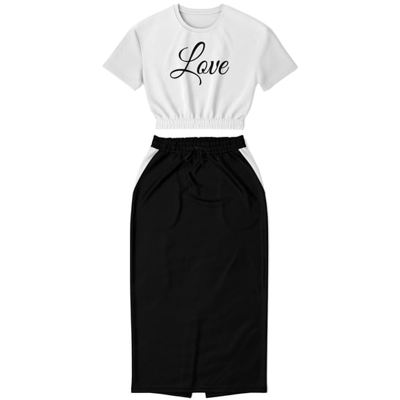 Fashion Cropped Short Sleeve Sweatshirt and Long Pocket Skirt Set – L.O.H.