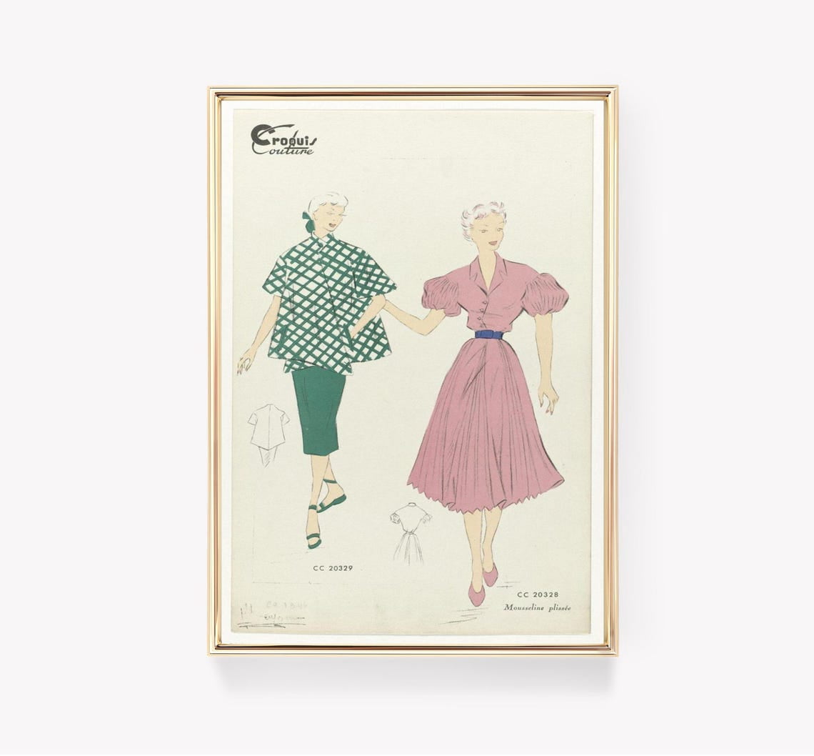Fashion Croquis Couture Illustration Style Wall Art, Fashion Inspired ...