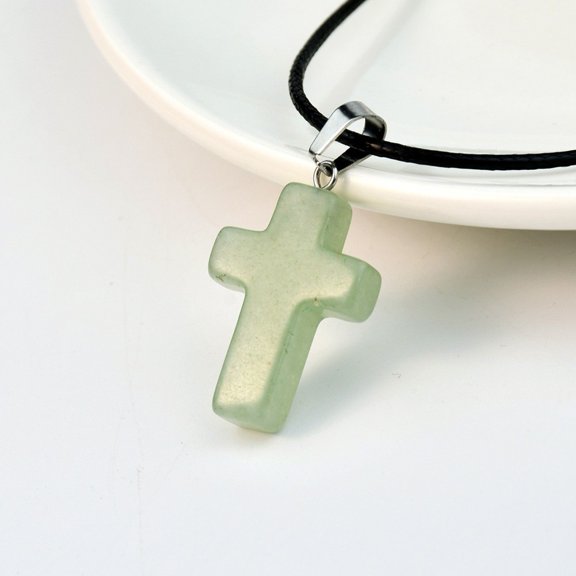 Fashion Cross Agate Versatile Pendant Leather Rope Necklace Jewelry