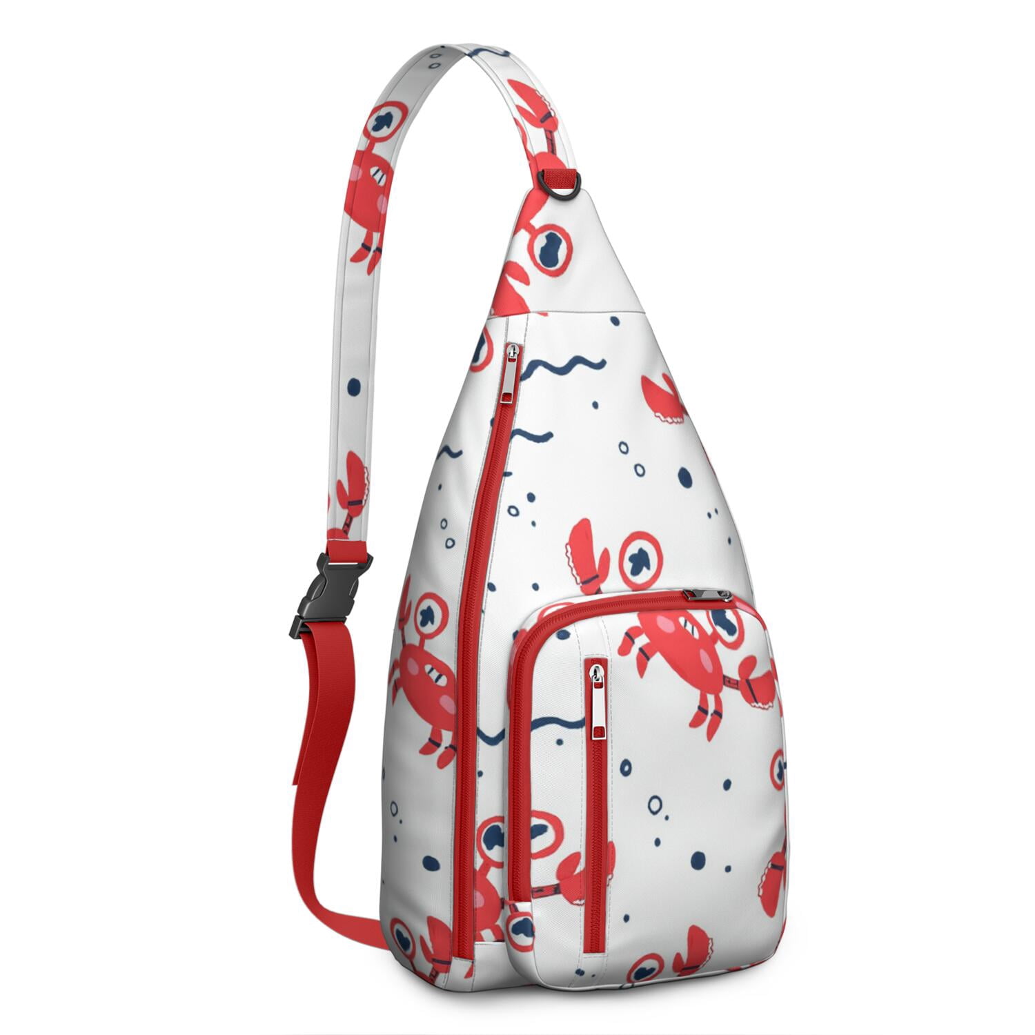 Fashion Crossbody Sling Bag Marine Adorable Crab Crossbody Bag for Travel Adjustable Lightweight Travel Hiking Casual Daypack for Unisex