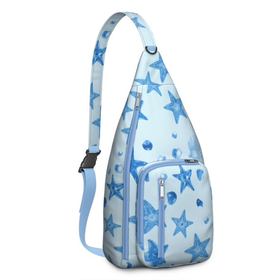 Fashion Crossbody Sling Bag Starfish Trendy Sling Backpack for Women/Men Adjustable Lightweight Travel Hiking Casual Daypack for Women Men
