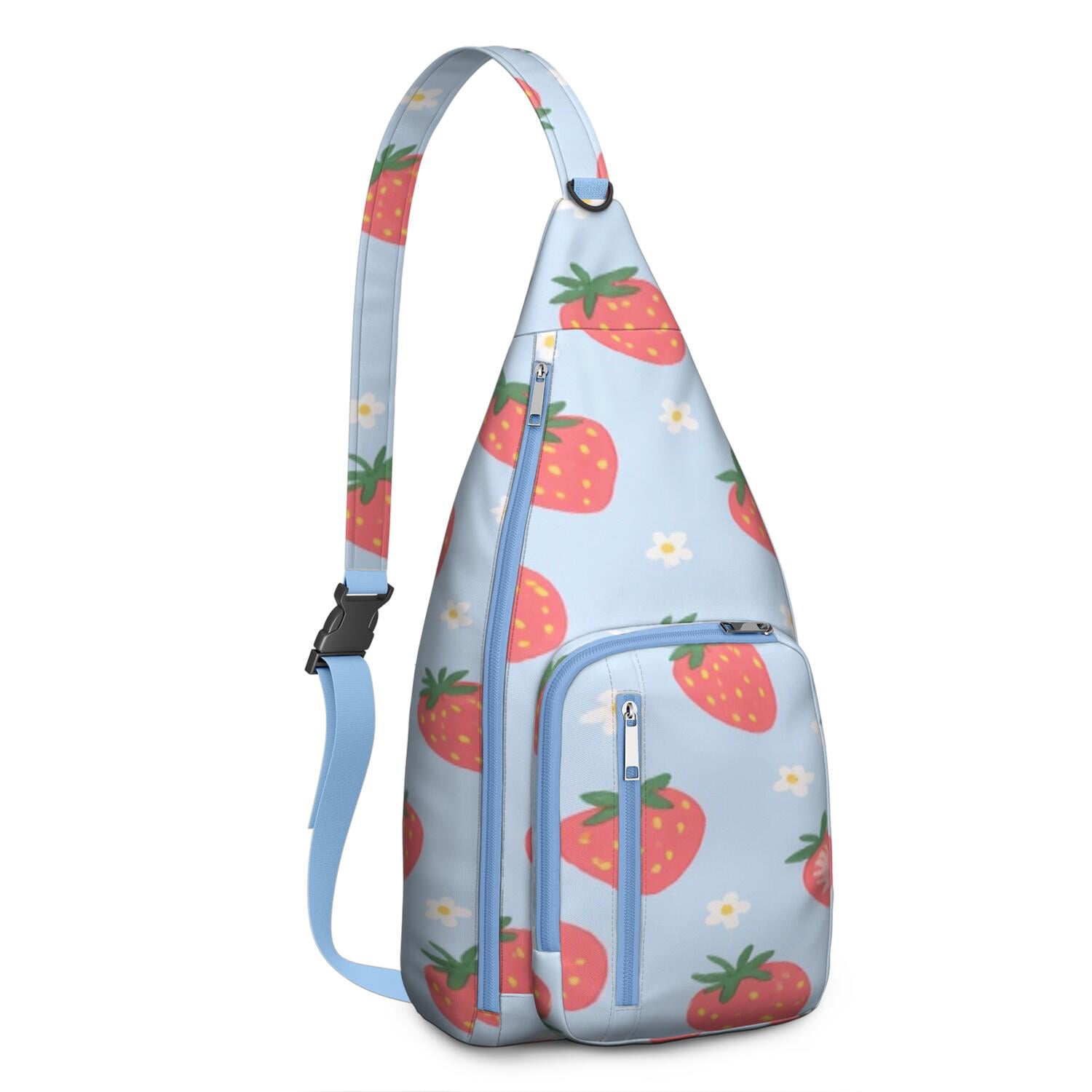 Fashion Crossbody Sling Bag Strawberry Trendy Sling Backpack for Women/Men Adjustable Lightweight Travel Hiking Casual Daypack for Young People