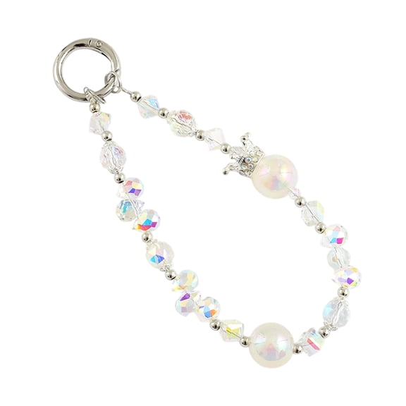 Fashion Crown Charm Phone Lanyard Cellphone Strap Elegant Colorful Beaded Pendant Antilost Wrist Chain Jewelry