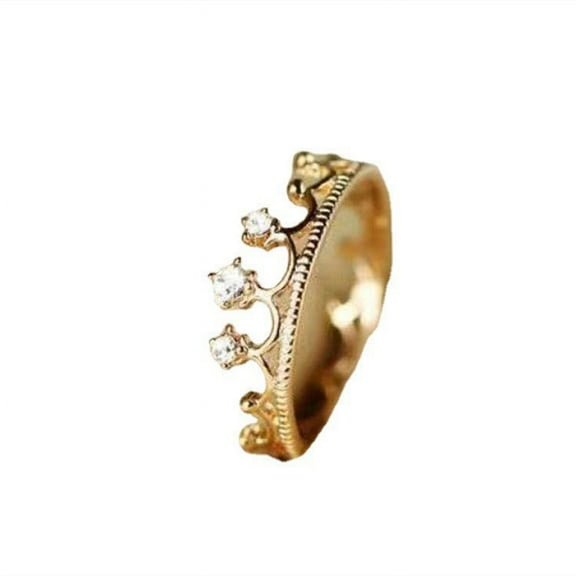 Fashion Crown Ring: Elegant Copper Ring, Electroplated Gold Finish, Simple Style for Women