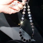 Fashion Crystal Beaded Phone Wrist Strap Glass Beads Bracelet Lanyard Crystal Chain Cell Phone Wristlet Strap for Girls Women, for iPhone, Samsung, Google, Motorola, Hands-Free Bracelet, Black