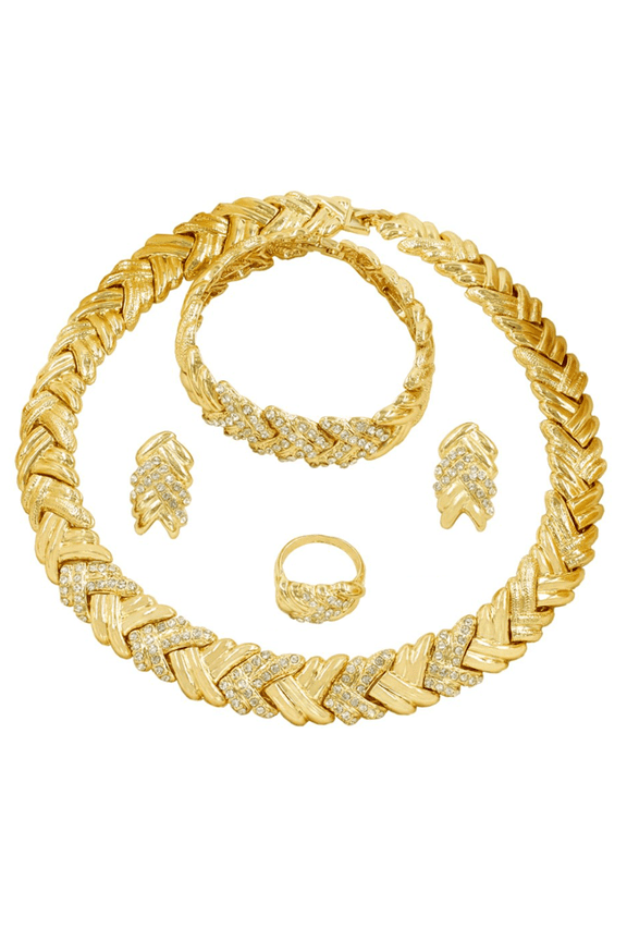 Fashion Crystal Jewelry Set Jewelry Weddings Dubai Gold Necklace Earrings Set