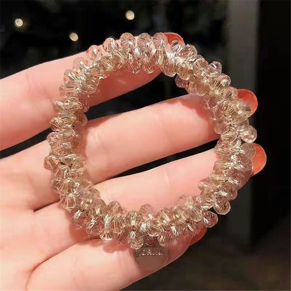Fashion Crystal Pearls Hair Bands Handmade Elastic Beaded Women Girls Ponytail Holders Hair Ties Hair Accessories Wholesale