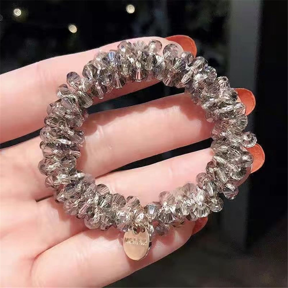Fashion Crystal Pearls Hair Bands Handmade Elastic Beaded Women Girls Ponytail Holders Hair Ties Hair Accessories Wholesale