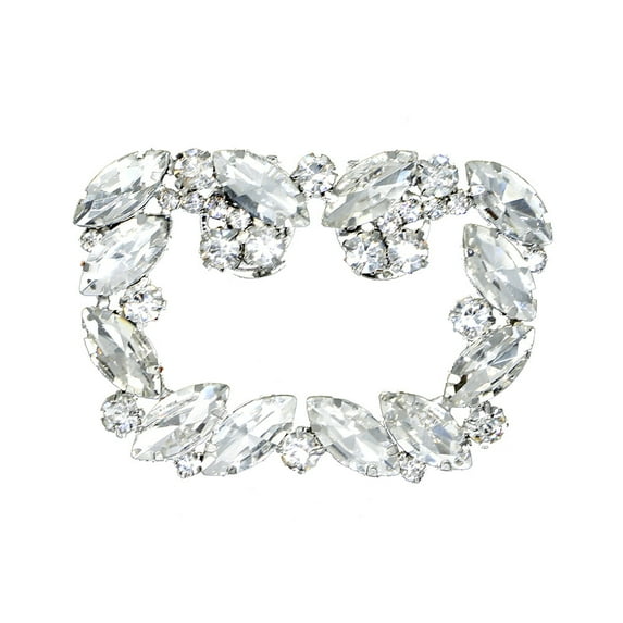 Fashion Crystal Shoe Buckle Rhinestone Shoe Clips DIY Shoe Decor Accessories for Wedding Bride Women (Silver)