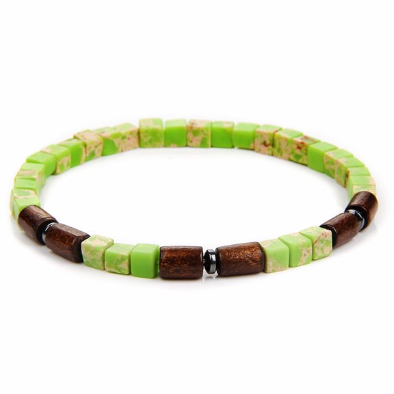 Fashion Cube Beaded Bracelet Tiger Eye Stone Agates Amazonite Elastic Rope Bracelet Handmade Jewelry Romantic Friendship Gift