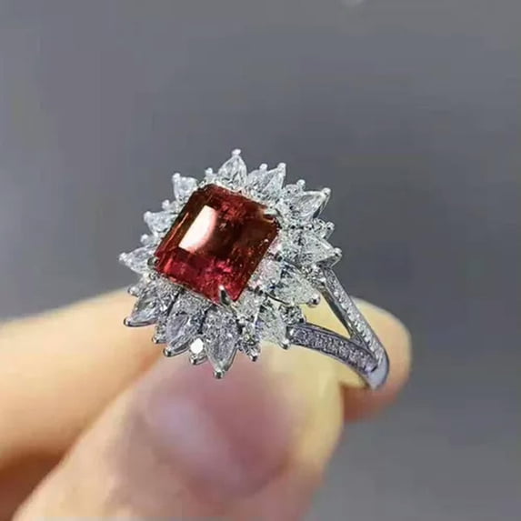 Fashion Cubic Zircon 925 Silver Ring Women Engagement Party Gift Sz 6-10