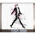 thumbnail image 1 of Ambesonne Vintage Curtains 2 Panel Set, Woman Catwalk, 108" x 96", Black and Pink, 1 of 3