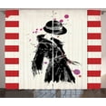 thumbnail image 1 of Ambesonne Fashion Curtains 2 Panel Set, Modern Woman in Coat, 108" x 63", Black Red, 1 of 3