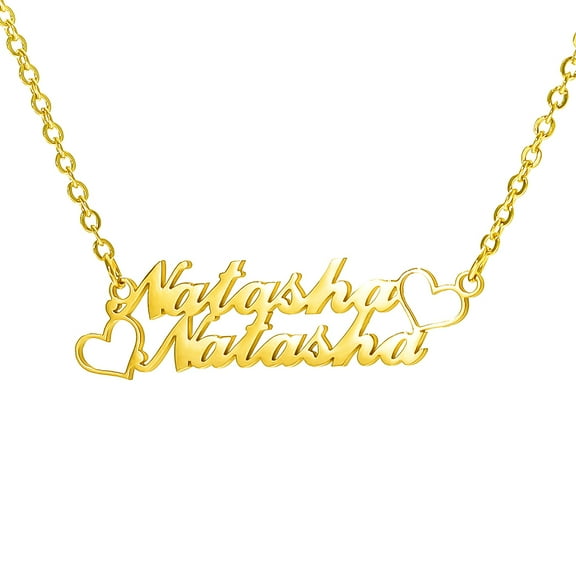 Fashion Custom Stainless Steel 2 Name Heart Necklace for Women Personalized Letter Gold Choker Necklace Gift