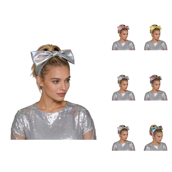 Fashion Cut Bow Headband Elastic Hair Band for Women and Girls, Solid Color Stretchy Knotted Turban Rabbit Ears Workout Running Sport Sweat Wrap, Pack of 8