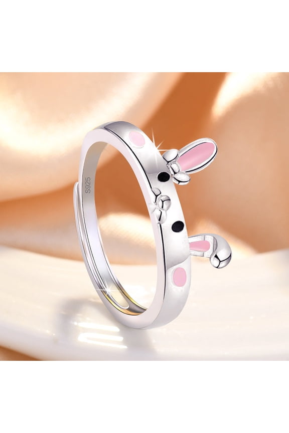 Womens Rabbit Ring Adjustable Open Minimalist Copper Electroplated Fashion Ring Cute Bunny High Quality Rabbit
