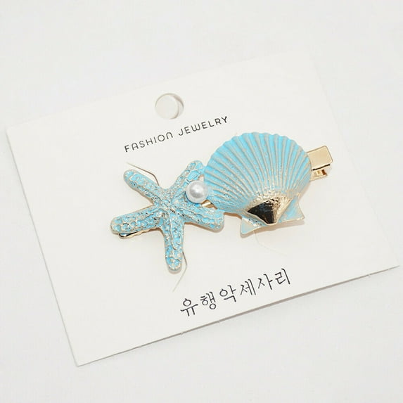 Fashion Cute Shell Pearl Starfish Side Fringe Bang Hair Clip Hairpin Accessories