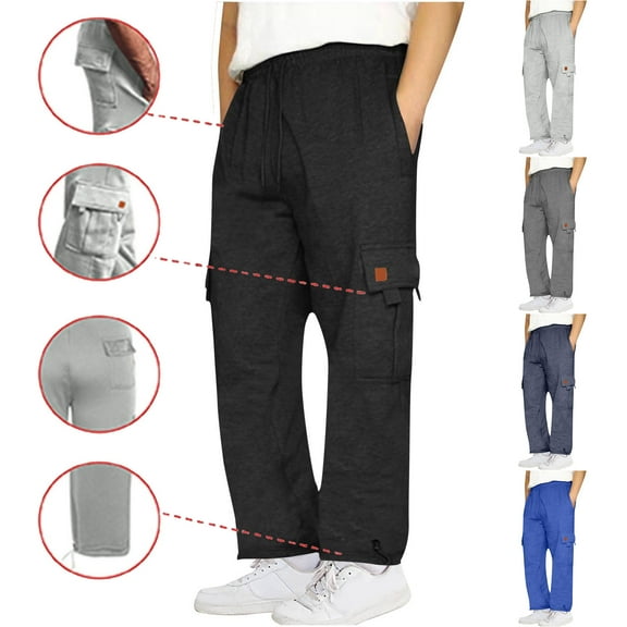 LONKITO Mens Sweatpants with Pockets Open Bottom Casual Cargo Sweatpants for Men Athletic Streetwear Workout Sweat Pants, Size 4XL