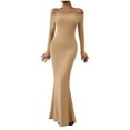 thumbnail image 1 of Fashion 2023 Lindreshi Fall Dresses for Women 2023 Homecoming Dresses Women's Fashion Solid Color Straight Shoulder Cultivate One's Moral Integrity Dresses, 1 of 4