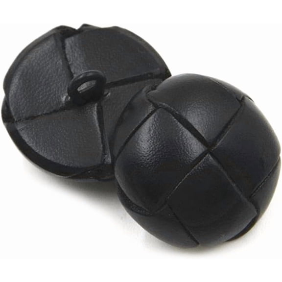 Fashion Decorative Metal Buttons, 5pcs Genuine Leather Covered Buttons 15mm-25mm Black Brown Leather Button for Coats Jacket Buttons,(Black,15mm)