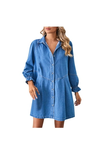 denim shirt dress walmart Shop Women's Dresses Casual Styles notebook Size:6 P Super Pearl Sweater Dress Mini dress Point Collar with V