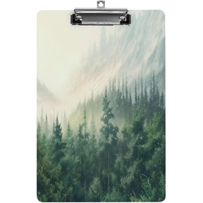 Fashion Design Letter Size Wooden Clipboards for Friends, Cute Custom Pattern, A4 Standard Size 9" x 12.5" with Low Profile Metal Clip, Forest Printed, Gift for Birthday 12.5"x9"