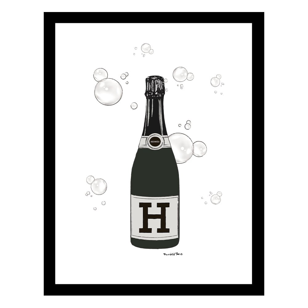 Fashion Designer Bubbly Champagne Bottle Framed Print