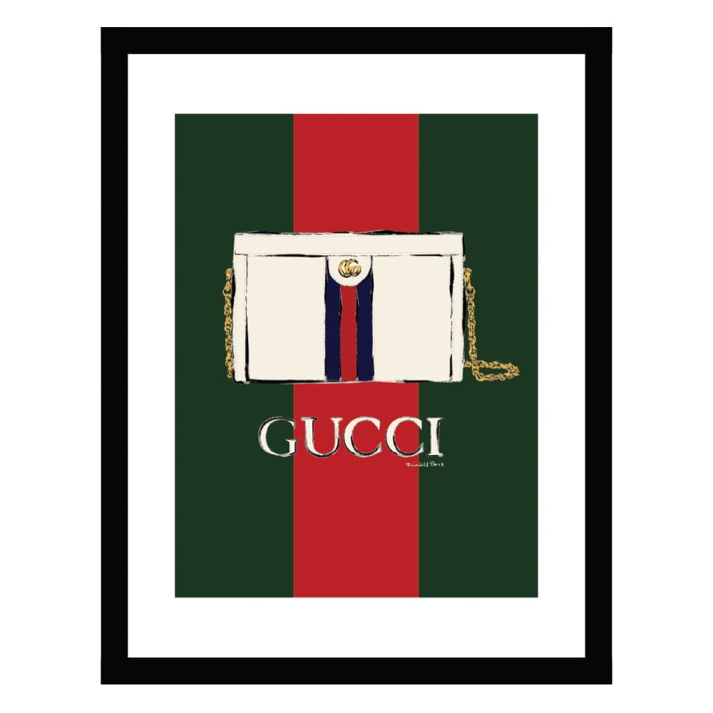 Fashion Designer Glam Purse Bag Framed Print in Green and Red