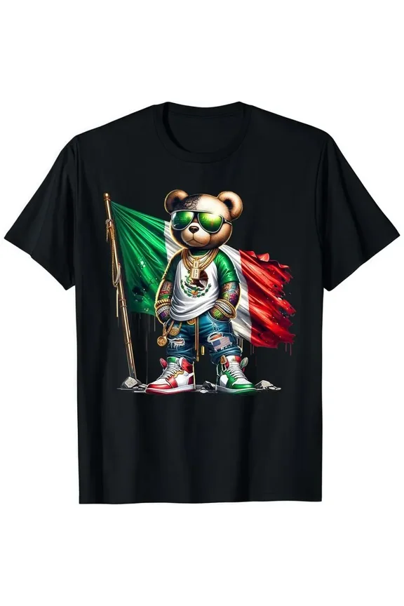 Fashion Designer T Shirts Cotton Graphic Tees With Cool Masters Mexican Pride Bear Design, Short Sleeve, Men Gifts, Casual Top Men's Graphic Tshirt Streetwear Menswear
