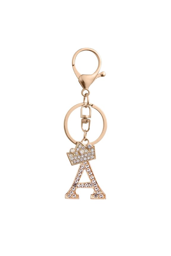 Fashion Diamond Encrusted Metal Letter Jewelry Foreign Trade Alloy Flash Diamond 26 English Letter Keychains Bag Accessories