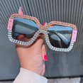 thumbnail image 1 of Womens Diamond Inlaid Sunglasses Full Frame Box Design Metal Frame PC Lens For Commuting All Day Comfort Soft, 1 of 6